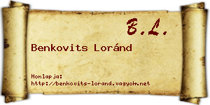 Benkovits Loránd névjegykártya